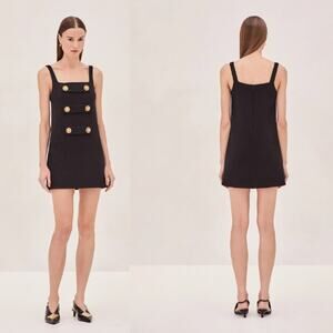 NWT Alexis Square Neck Sleeveless Button Luya Black Mini Dress Size: Medium